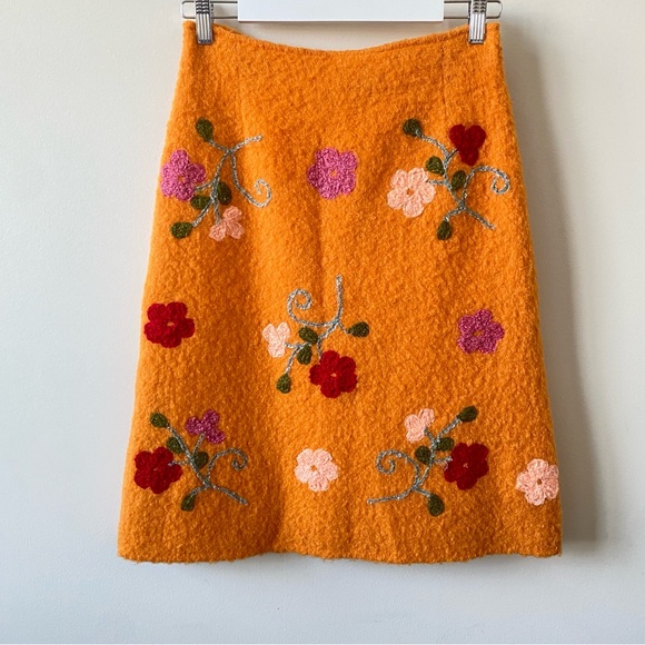 Oilily Dresses & Skirts - Oilily Mohair Wool Blend Orange Floral A-Line Skirt Size 8